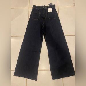 Zara The Patch Pocket Marine Straight Jeans in Rinse Indigo Size 4